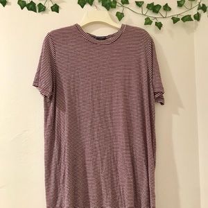 Brandy Melville Dresses - Maroon striped brandy Melville T-shirt dress Brandy Melville Dresses - Maroon striped brandy Melville T-shirt dress